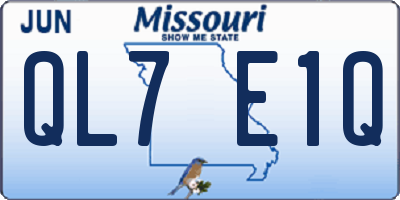 MO license plate QL7E1Q