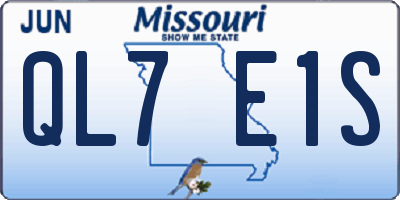 MO license plate QL7E1S