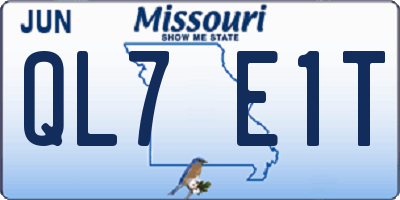 MO license plate QL7E1T