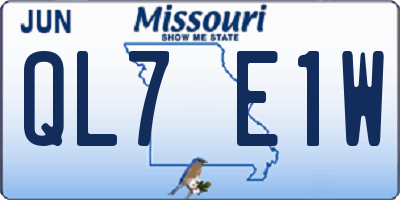 MO license plate QL7E1W