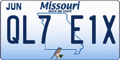 MO license plate QL7E1X