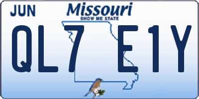 MO license plate QL7E1Y