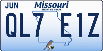 MO license plate QL7E1Z
