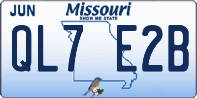 MO license plate QL7E2B