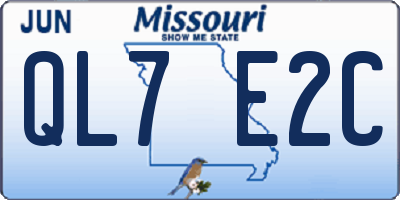 MO license plate QL7E2C