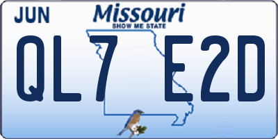 MO license plate QL7E2D
