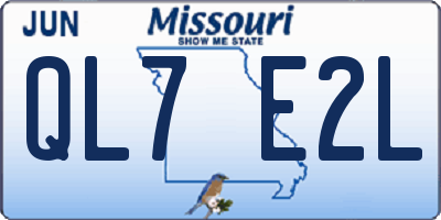 MO license plate QL7E2L