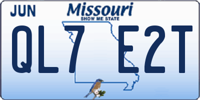 MO license plate QL7E2T