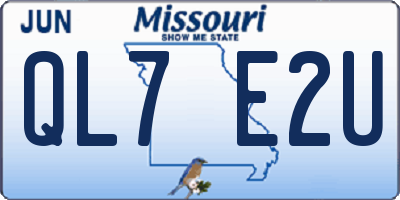 MO license plate QL7E2U