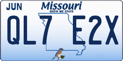 MO license plate QL7E2X