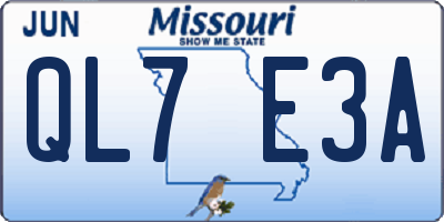 MO license plate QL7E3A