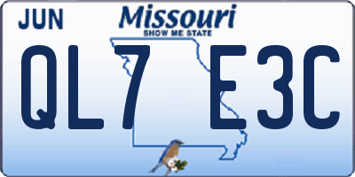 MO license plate QL7E3C