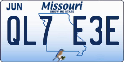 MO license plate QL7E3E