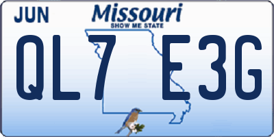 MO license plate QL7E3G