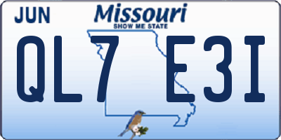 MO license plate QL7E3I