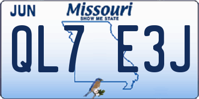MO license plate QL7E3J