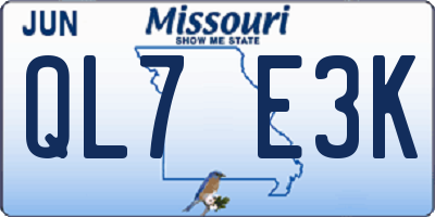 MO license plate QL7E3K