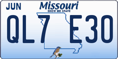 MO license plate QL7E3O