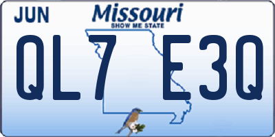 MO license plate QL7E3Q