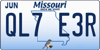 MO license plate QL7E3R
