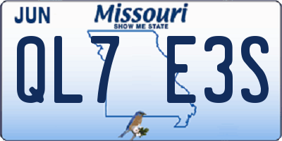 MO license plate QL7E3S