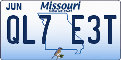 MO license plate QL7E3T