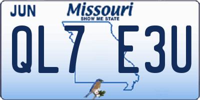 MO license plate QL7E3U