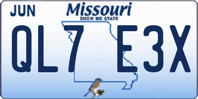 MO license plate QL7E3X