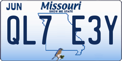 MO license plate QL7E3Y