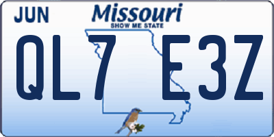 MO license plate QL7E3Z