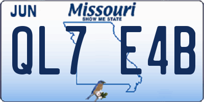 MO license plate QL7E4B
