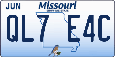 MO license plate QL7E4C
