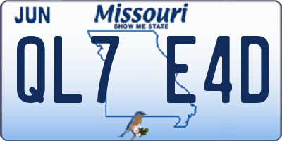 MO license plate QL7E4D