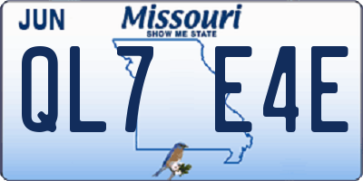 MO license plate QL7E4E