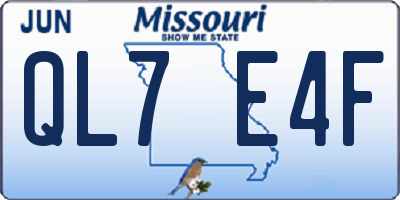 MO license plate QL7E4F
