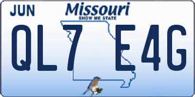 MO license plate QL7E4G