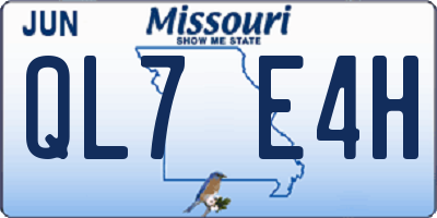 MO license plate QL7E4H