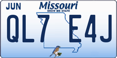 MO license plate QL7E4J