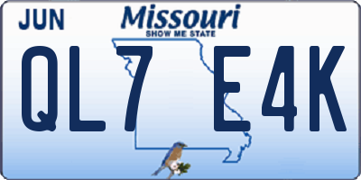 MO license plate QL7E4K