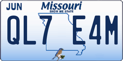 MO license plate QL7E4M