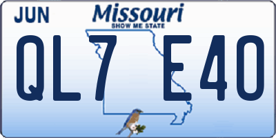 MO license plate QL7E4O