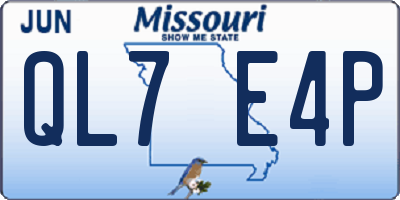 MO license plate QL7E4P