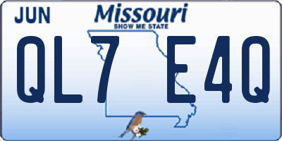 MO license plate QL7E4Q