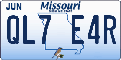 MO license plate QL7E4R
