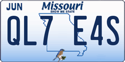 MO license plate QL7E4S