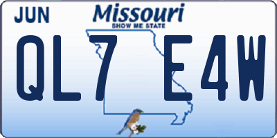 MO license plate QL7E4W