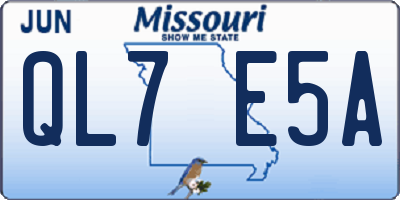 MO license plate QL7E5A