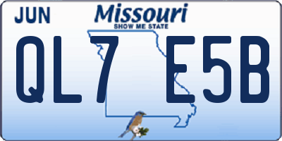 MO license plate QL7E5B