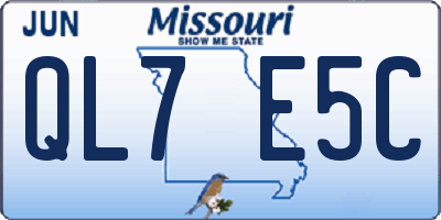 MO license plate QL7E5C