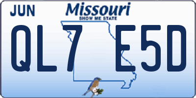 MO license plate QL7E5D